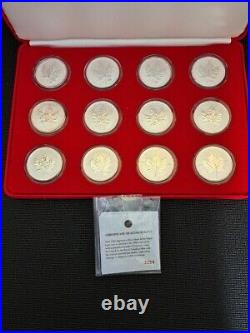 2004 Canada $5.00 1 oz Silver Maple Leaf. 9999 Zodiac Privy Set Reverse Proof