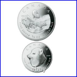 2004 coin, Canada coin, Arctic Fox. 9999 Silver 4-coin Fractional Set (1)