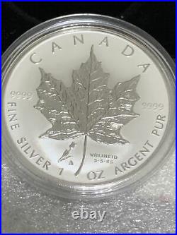 2005 TRIPLE PRIVY TULIP 1 oz PURE SILVER MAPLE LEAF COIN 3500 MADE LOWEST STRUCK