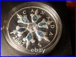 2007 Canad $20 Silver Coin Blue Crystal Snowflake