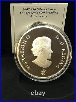 2007 Canada $50 5oz Silver Coin-The Queen's 60TH Wedding Anniversary