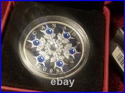 2008 Canad $20 Silver Coin Sapphire Crystal Snowflake