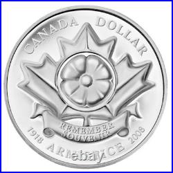 2008 Canada $1 Poppy Armistice Day Sterling Silver Coin