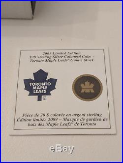 2009 $20 Sterling Silver Toronto Maple Leafs Goalie Mask Coin No Tax In Canada