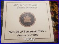 2009 Canad $20 Silver Coin Blue Crystal Snowflake