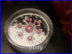 2009 Canad $20 Silver Coin Pink Crystal Snowflake