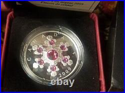 2009 Canad $20 Silver Coin Pink Crystal Snowflake