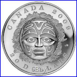 2009 Canada $20 Summer Moon Mask Coin Proof. 9999 Fine Silver with Box & COA