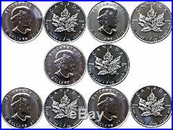 2009 Canada 5 Coin Lot Silver Maple Leafs Uncirculated Spots