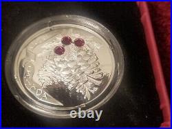 2010 Canad $20 Silver Coin Ruby Crystal Pinecone