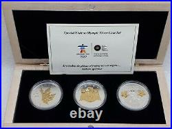 2010 Canada $5 Vancouver Olympic Silver 3-coin Gold Plated Silver Set