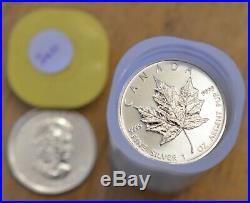 2010 Roll of 25 1 oz Coins Canada Canadian Silver Maple Leafs Uncirculated. 9999