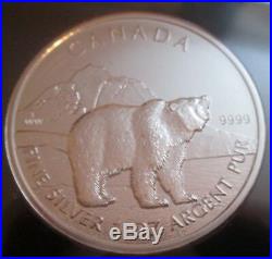 2011-2013 Wolf Grizzly Cougar Moose Bison Antelope Canada 1 oz 9999 Silver Coins