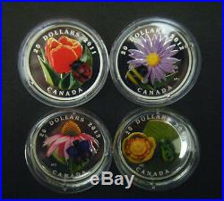 2011-2014 Canada $20 Glass Ladybug BumbleBee Butterfly Frog 1oz Silver Coin