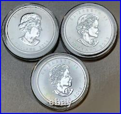 2011 2016 2018 Elizabeth II Maple Leaf Canada. 9999 1 oz. Fine Silver $5