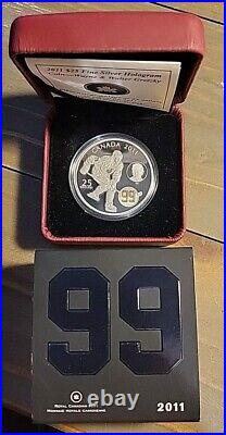 2011 Team Canada PROOF $25 Wayne & Walter Gretzky Pure Silver Hologram Coin