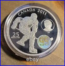 2011 Team Canada PROOF $25 Wayne & Walter Gretzky Pure Silver Hologram Coin