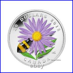 2012 Canada $20 Aster with Venetian Glass Bumble Bee 99.99% Fine Silver Coin