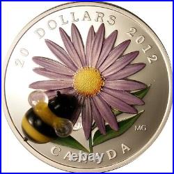 2012 Canada $20 Fine Silver Coin with Venetian Glass Aster and Bumble Bee