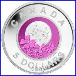 2012 Canada $5.925 Silver with Niobium Coloured Coin Full Pink April Moon RCM