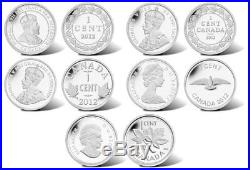 2012 Canada Farewell to the Penny 5 coin Fine Silver Set