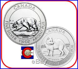 2013-2014 Canada Silver 1.5oz $8 Polar Bear & Arctic Fox 1st 2 Coins in Series