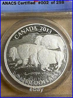 2013 Canada 100 Dollars Bison Silver Coin ANAC SP70 First Release Perfect Coin