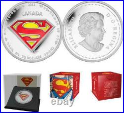 2013 Canada $20 75th Anniversary Superman 1oz. 9999 Silver Coin The Shield Comic