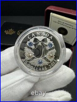 2013 Canada $20 Proof Silver Coin Holiday Wreath w Swarovski Crystals