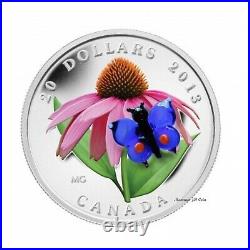 2013 Canada $20 Purple Coneflower & Eastern Tailed Blue Fine Silver Coin