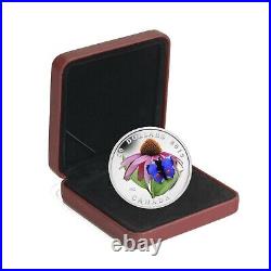 2013 Canada $20 Purple Coneflower & Eastern Tailed Blue Fine Silver Coin