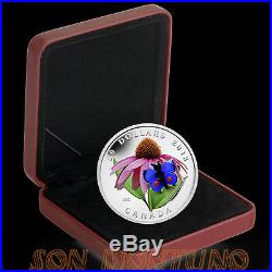 2013 Canada VENETIAN GLASS BUTTERFLY Purple Coneflower $20 Silver Coin MURANO