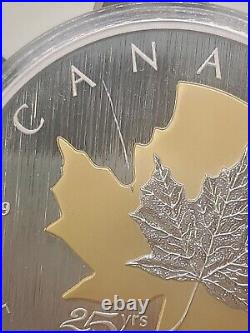 2013 Maple Leaf 25th Anniversary 5oz Pure. 9999 Silver $50 Coin Canada IMPAIRED
