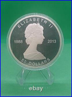 2013 Maple Leaf 25th Anniversary 5oz Pure. 9999 Silver $50 Coin Canada IMPAIRED