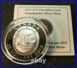 2013 -canada $25 Grandmother Moon Mask-pure Silver Coin 0123/6000