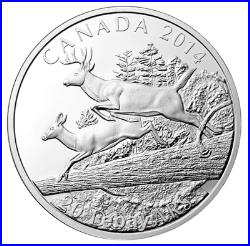 2014 1 oz Canadian WHITE TAILED DEER'MATES'. 999 silver PROOF coin COA OGP