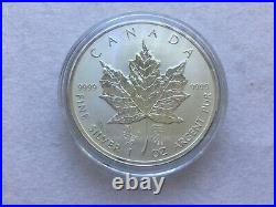 2014 1oz Silver Chinese Double Horse Privy Silver Maple Leaf mintage only 500