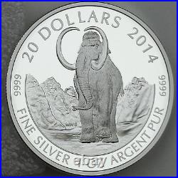 2014 $20 Woolly Mammoth, 1st in Prehistoric Animals, 1 oz Pure Silver Proof Coin