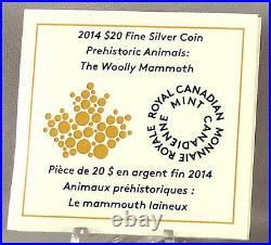 2014 $20 Woolly Mammoth, 1st in Prehistoric Animals, 1 oz Pure Silver Proof Coin