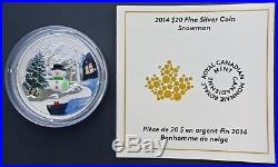 2014 Canada $20 1 oz. Silver Venetian Murano Glass Snowman Coin FREE S/H