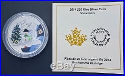 2014 Canada $20 1 oz. Silver Venetian Murano Glass Snowman Coin FREE S/H