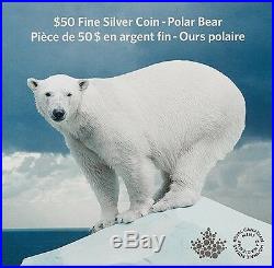 2014 Canada $50 Polar Bear. 9999 Fine $50 for $50 Silver coin dollar Proof
