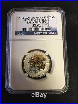 2014 Canada 5 Coin Silver Gilt Maple Leaf Proof Coin Set NGC-PF69 Early Releases