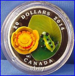 2014 Canada Fine Silver Coin, Water-lily and Venetian Glass Leopard Frog