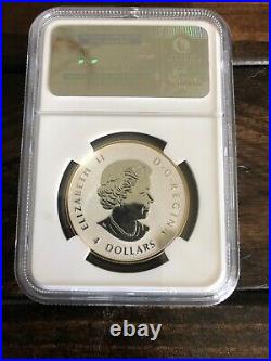 2014 Canada Maple Leaf $4 Reverse Proof Coin-gold Gilt-beautiful Coin Pf70
