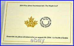 2014 Canada Maple Leaf Fractional Set Gold Plated. 9999 Silver 5-Coin Box & COA