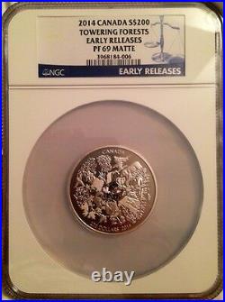 2014 Canada Silver $200 Towering Forests PF 69 MATTE Early Release NGC COIN