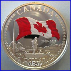 2015 CANADA 50th ANN OF CANADIAN FLAG COLOURED PROOF SILVER DOLLAR COIN