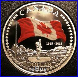 2015 Canada Fine Silver Dollar from Proof Set Canadian Enameled Flag $1 Coin