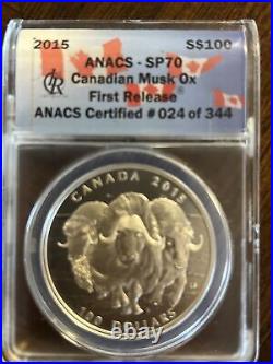 2015 Canada SP70 100 dollars silver coin Musk Ox